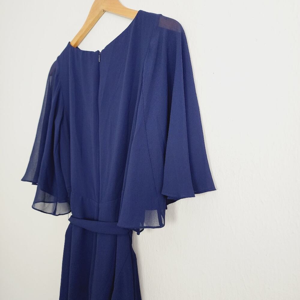 Lauren Ralph Lauren NWT Deep Navy Blue Flutter Sleeve Belted Crepe Mini Dress 2 - Picture 13 of 15